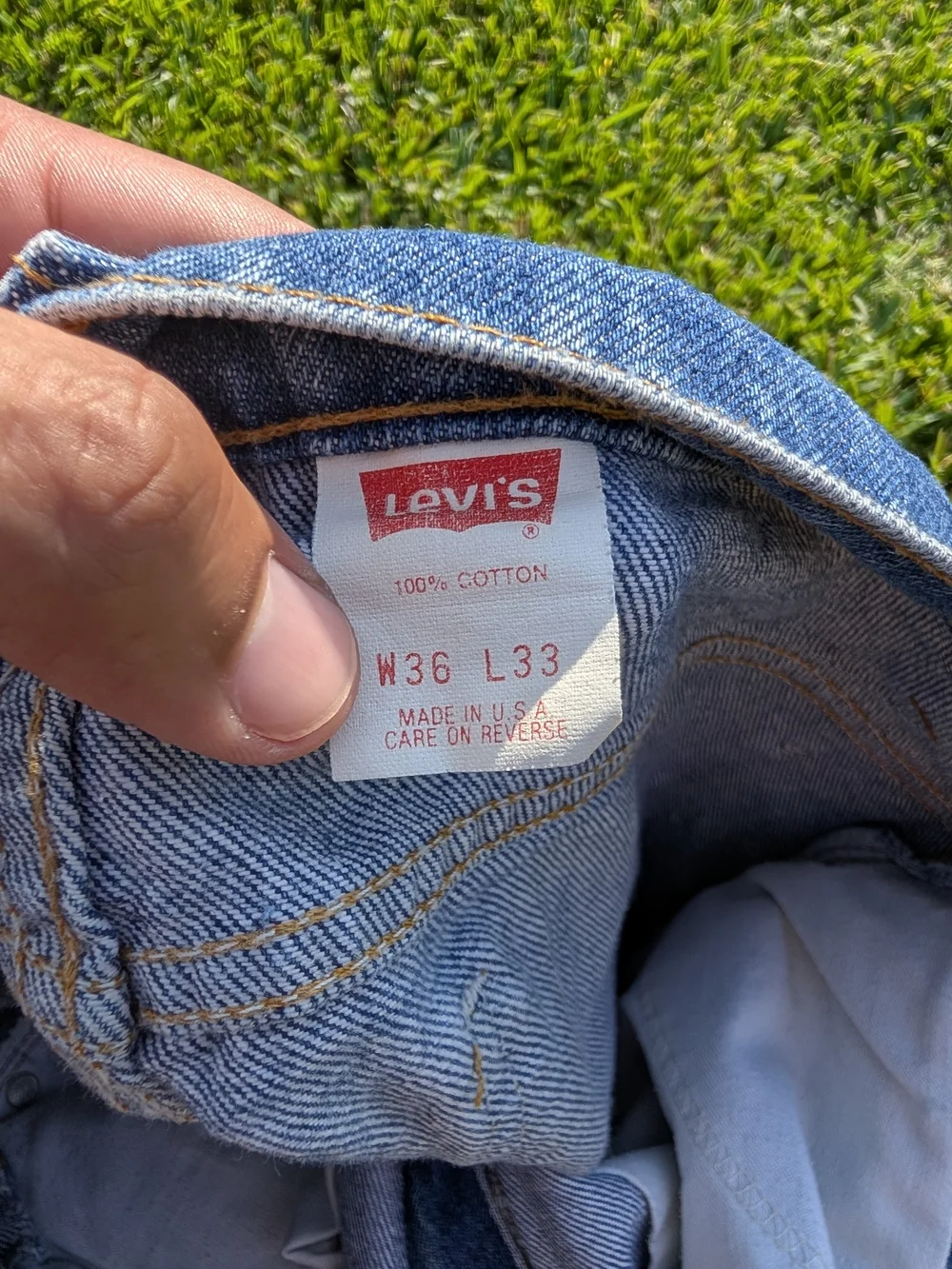 Levi's 517 Orange Tab Bootcut Jeans Size 36x33 Vintage Made in USA Blue Denim